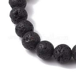 Bracelets extensibles en perles rondes en pierre de lave naturelle&nbsp;BJEW-JB10207