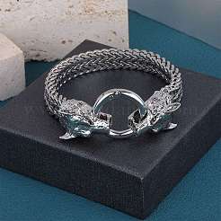 Pulsera de eslabones de lobo de acero inoxidable 304 con cadenas de malla para hombres y mujeres&nbsp;BJEW-SZ0002-65