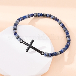 Bracelets extensibles avec perles en lapis-lazuli naturel&nbsp;BJEW-F493-07EB
