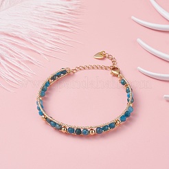 Rundes natürliches Apatit-Perlenarmband&nbsp;BJEW-TA00038-05