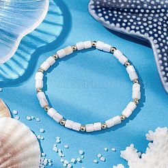 Stretch-Armbänder aus natürlichen Süßwassermuscheln mit Perlen für Damen&nbsp;BJEW-JB10934