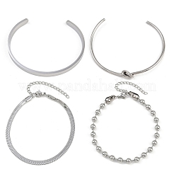 4 Stück 304 Edelstahl-Kettenarmbänder und Manschettenarmreif-Sets für Damen und Herren&nbsp;BJEW-F505-02P