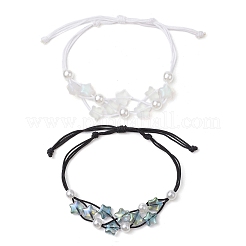 Braccialetti di perline intrecciati con filo di nylon regolabile 2 pz 2 colori&nbsp;BJEW-JB11560
