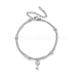 Braccialetti con ciondolo a forma di chiave in acciaio inossidabile 304&nbsp;BJEW-M097-01B-P