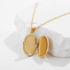Collares con colgante ovalado de acero inoxidable 304 con relicario fotográfico de ojo turco.&nbsp;WG8DEA6-01