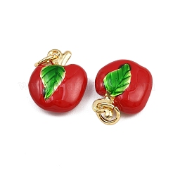 Messing Emaille Obst Apfel Charms&nbsp;KK-I377-04G-B03