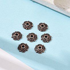 4 -petal de style tibétain casquettes fleur d'alliage de perles&nbsp;TIBE-S222-R-NR