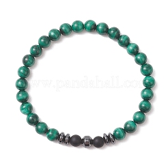 Bracelet extensible en perles d'agate noire naturelle&nbsp;BJEW-JB13435