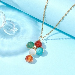 Set di gioielli con croce con pietre preziose naturali e sintetiche&nbsp;SJEW-JS01284-01