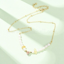 Colliers de perles naturelles en quartz citron naturel (chauffé) et en perles de riz&nbsp;GG-CBA3297-15G-B