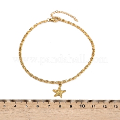 Sommerstrand 304 Edelstahl Seestern Charms 3 Schicht Fußkettchen für Frauen&nbsp;AJEW-F068-01G