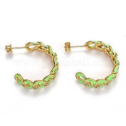 Demi-créoles en laiton avec micro-pavé et zircone cubique&nbsp;EJEW-B004-02G