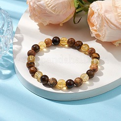 Oeil de tigre naturel rond de 8 mm et jaspe photo&nbsp;BJEW-JB10625-03
