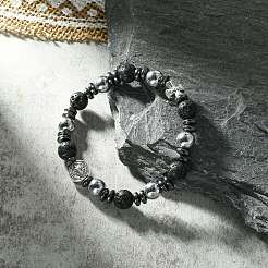 Natürliche Lava Rock Perlen Stretch Armbänder&nbsp;BJEW-JB09630