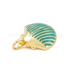 Pendenti smaltati in ottone placcato a cremagliera&nbsp;X-KK-P269-09G-04