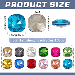 192 Stück 12 Farben Glas Strass Cabochons&nbsp;GLAA-PH0004-35