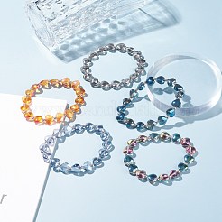 Bracciale elasticizzato con perle di vetro a cuore bling per donna ragazza&nbsp;BJEW-JB07249