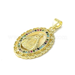 Echte 18 Karat vergoldete Messing-Mikropflaster-Anhänger mit Zirkonia in zufälliger Farbe&nbsp;KK-H472-37B-01G