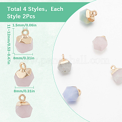 8 Stück 4 Stile galvanisieren natürlichen Rosenquarz & Amazonit & weiße Jade & Labradorit Sternschliff runde Charms&nbsp;G-SC0003-05
