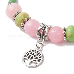 2 bracciale in lega piatta e rotonda con ciondolo a forma di albero della vita&nbsp;BJEW-MZ00256