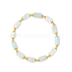 Pulseras elásticas con cuentas de aguamarina natural facetada y hematita sintética no magnética.&nbsp;BJEW-JB14179
