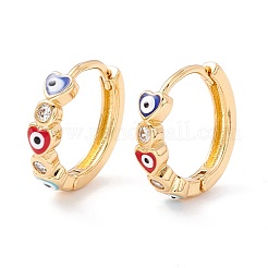 Cuore con malocchio smalto orecchini a cerchio per donna&nbsp;EJEW-I260-46G-NR