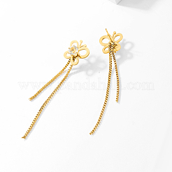 Boucles d'oreilles élégantes à pampilles papillon creuses en acier inoxydable 201&nbsp;YA6083