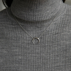 Collier pendentif lune argenté S925 avec incrustation de zircon&nbsp;SF8600-4