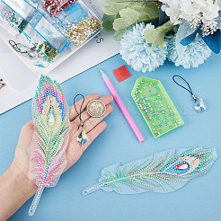 Diy feder lesezeichen mit anhänger diamant malerei kits&nbsp;DIY-WH0366-56