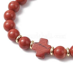 Bracelets extensibles en perles rondes en jaspe rouge naturel pour hommes et femmes&nbsp;BJEW-JB12258-02