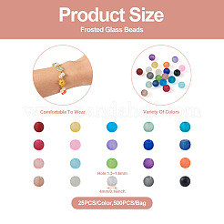 500 filo di perle di vetro smerigliato trasparente in 20 colori&nbsp;GLAA-CD0001-16