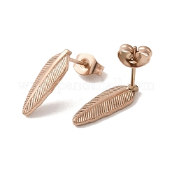 Pendientes de plumas de acero inoxidable 304 con revestimiento iónico (IP)&nbsp;EJEW-C099-11RG
