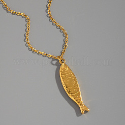Colliers européens avec pendentif poisson océanique en acier inoxydable 304 pour femmes&nbsp;JS5120