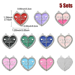 5 ensembles de pendentif fendu en alliage d'émail 5 couleurs&nbsp;ENAM-YW0001-98B
