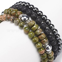 4 Uds. Juego de pulseras elásticas de unakita natural&nbsp;BJEW-JB08588