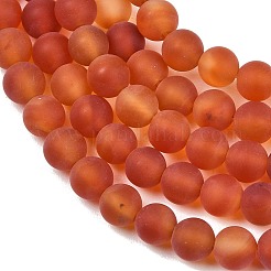 Brins de perles d'agate rouge naturelle givrées&nbsp;G-F372-6mm