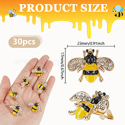 30 broche de solapa con rhinestone de hierro con forma de abeja&nbsp;JEWB-GO0001-20
