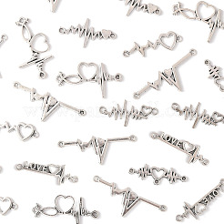 80 pièce 8 styles de breloques en alliage en forme de battement de cœur&nbsp;FIND-FS0004-72