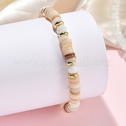 Braccialetti regolabili intrecciati in conchiglie naturali e perline di vetro&nbsp;BJEW-JB14010-02