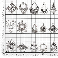90 stücke 15 stil tibetischen stil legierung kronleuchter komponentenglieder&nbsp;FIND-PH0005-88