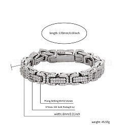 Braccialetti bizantini in ottone micro pavé con zirconi cubici trasparenti per donna&nbsp;FS-WG63F55-02