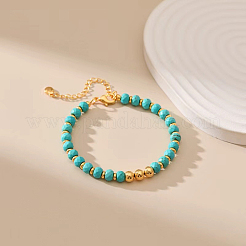 Braccialetti con perline rotonde in turchese sintetico e ottone per donna&nbsp;QJ7168