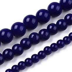 Chapelets de perles en verre opaque de couleur unie&nbsp;LS-GLAA-T032-P8mm-03
