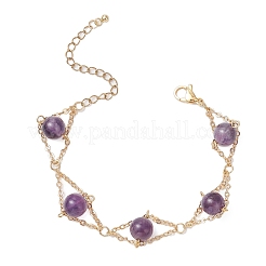 3 bracciale con perline rotonde in pietre preziose naturali per donna&nbsp;BJEW-JB12149