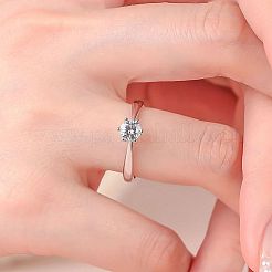 Anelli da dito in argento sterling con micro pavé da 925 mm e moissanite placcati in rodio da donna&nbsp;WG6524C-09