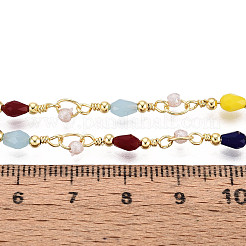 Chaîne en perles d'imitation en plastique et en verre faite à la main&nbsp;KK-N281-04G