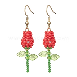 Ohrhänger aus Edelstahl mit Glasblumen&nbsp;EJEW-MZ00574