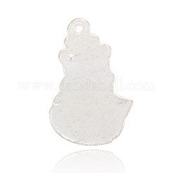 Silberfarben plattierte Legierung Emaille Weihnachten Schneemann Anhänger&nbsp;ENAM-J171-04S