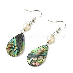 Pendientes colgantes de concha de abulón natural/concha de paua&nbsp;EJEW-JE07434-02