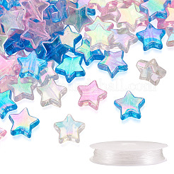480 pz 3 perline acriliche trasparenti a forma di stella colorate&nbsp;DIY-BT0001-17